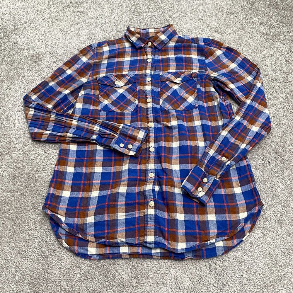 J. Crew Boy Fit Flannel Button Down Shirt Womens 00 Multi Clinton Plaid Cotton